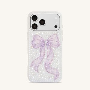 Pearl Artificial Crystal Bow Phone Case - White - view 1