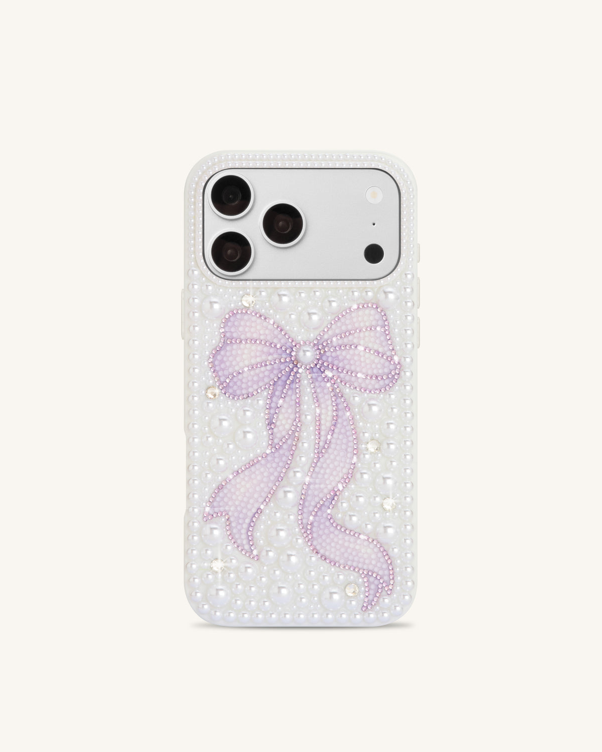 Pearl Artificial Crystal Bow Phone Case - White - view 1