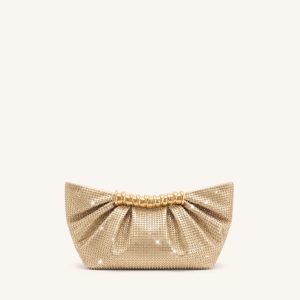 Leia Artificial Crystal Pleated Clutch - Gold