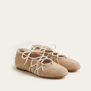 Iria Lace-Up Ballet Flats - Light Brown - view 1