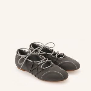 Iria Lace-Up Ballet Flats - Dark Grey - view 1