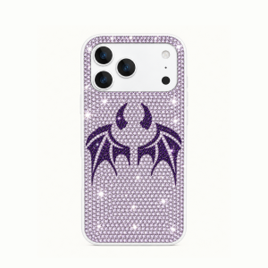 Purple Bat Artificial Crystal Phone Case - Lavender & White