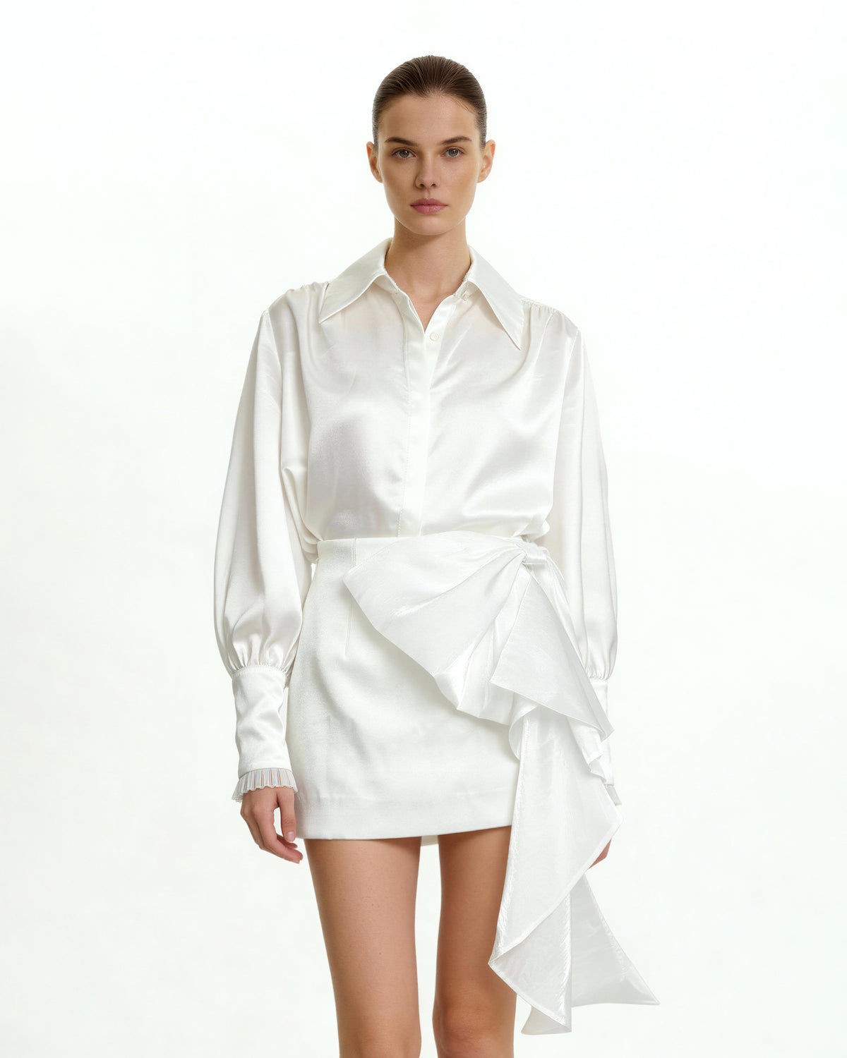 Cascading Bow Mini Skirt - White - view 2