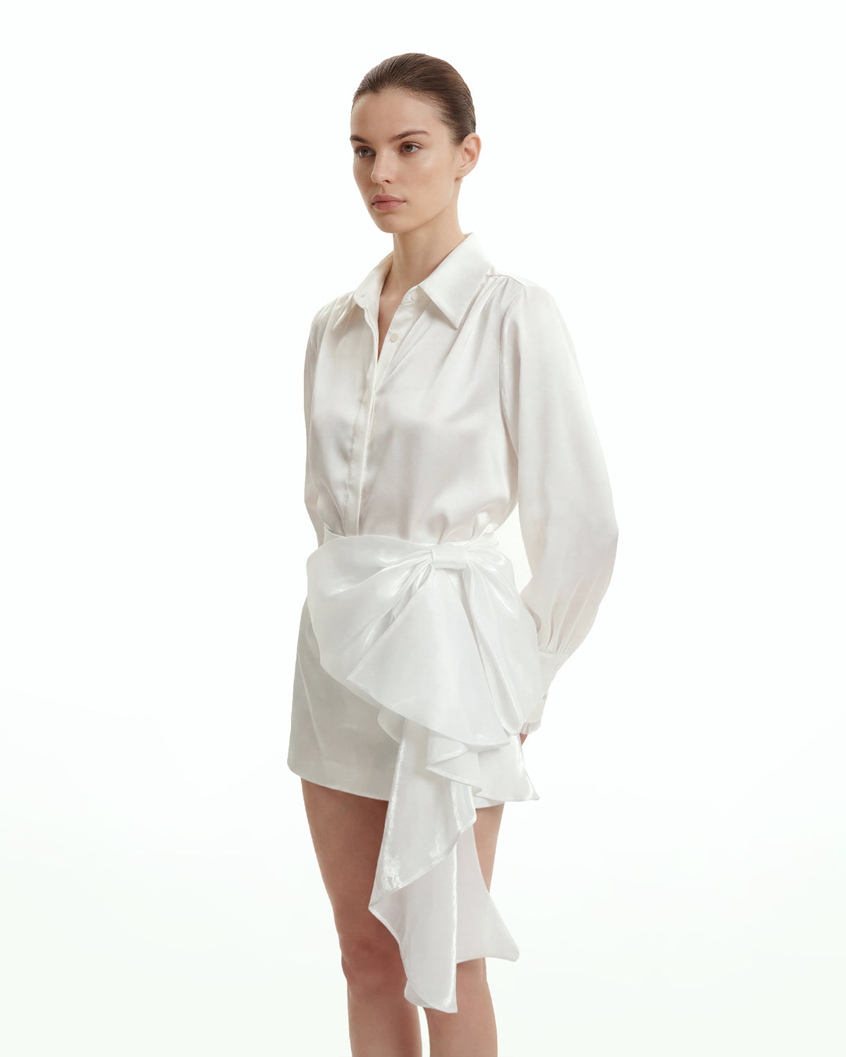 Cascading Bow Mini Skirt - White - view 3