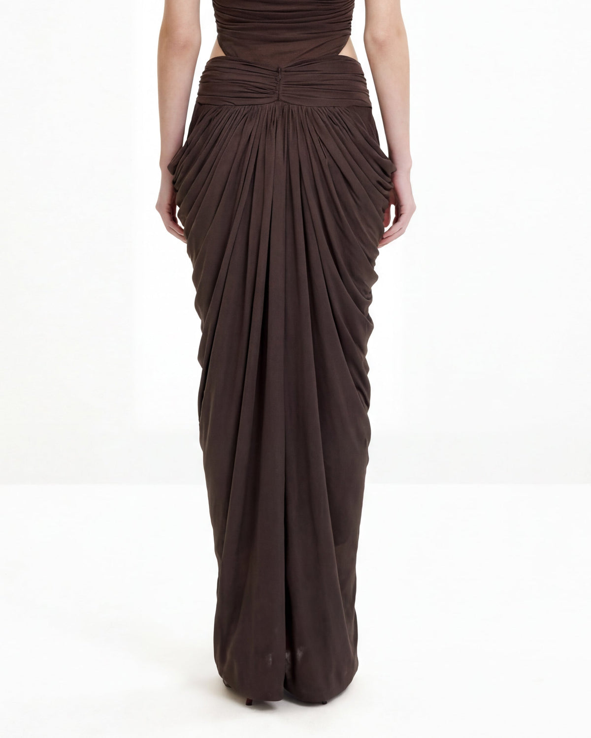 Draped Twist-Front Maxi Skirt - Brown - view 4