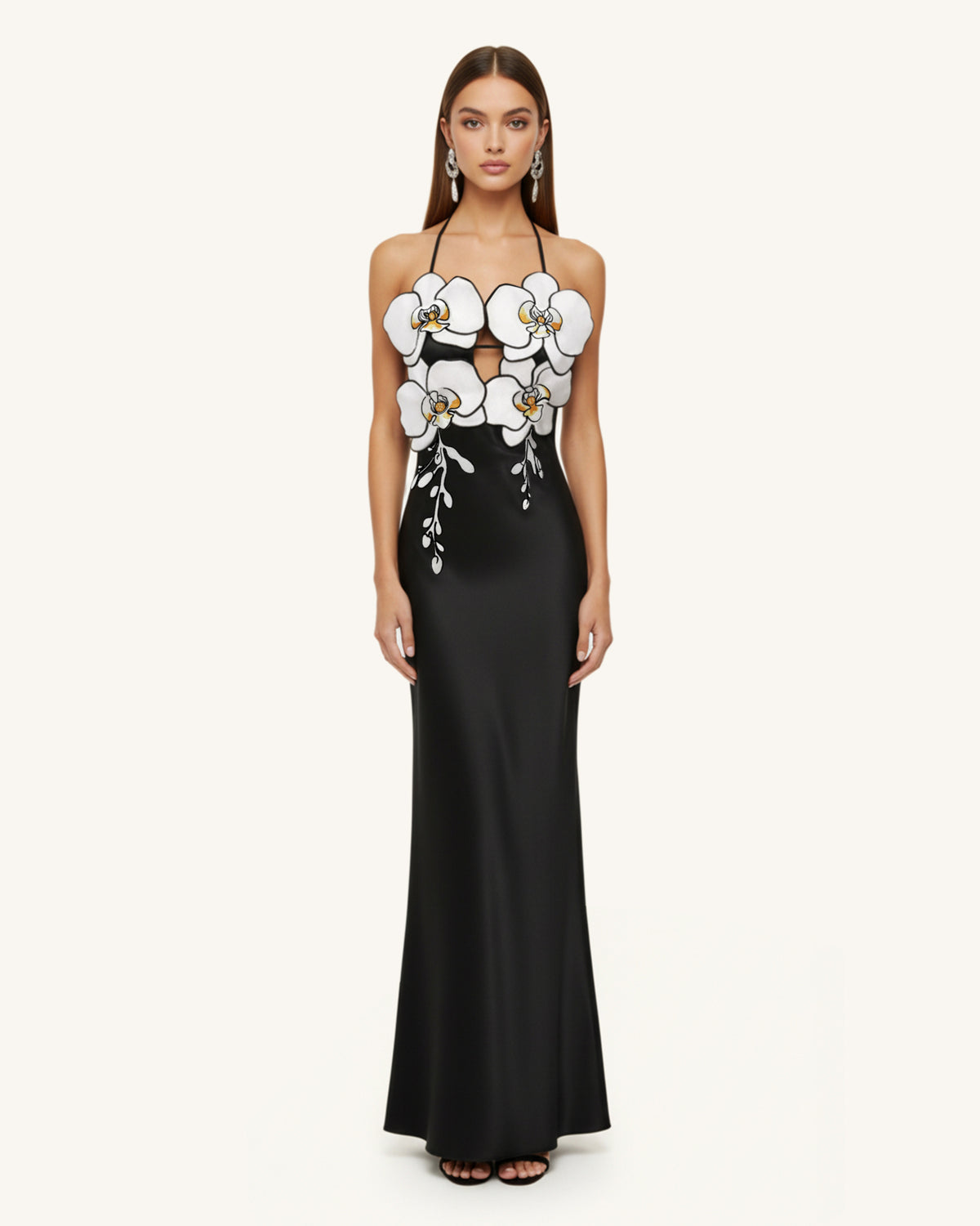 Orchid Embroidered Dress – Black/White - view 1