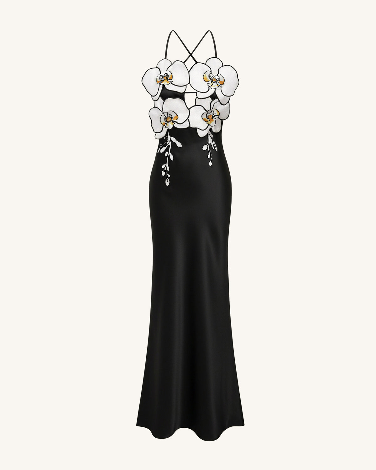 Orchid Embroidered Dress – Black/White - view 2