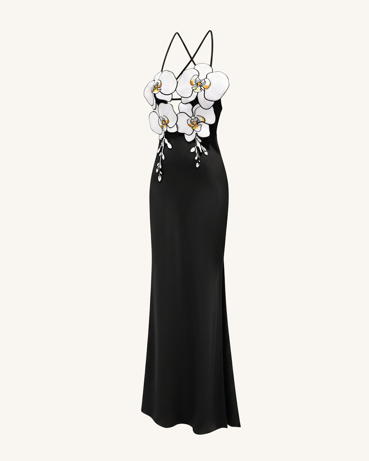 Orchid Embroidered Dress – Black/White - view 3