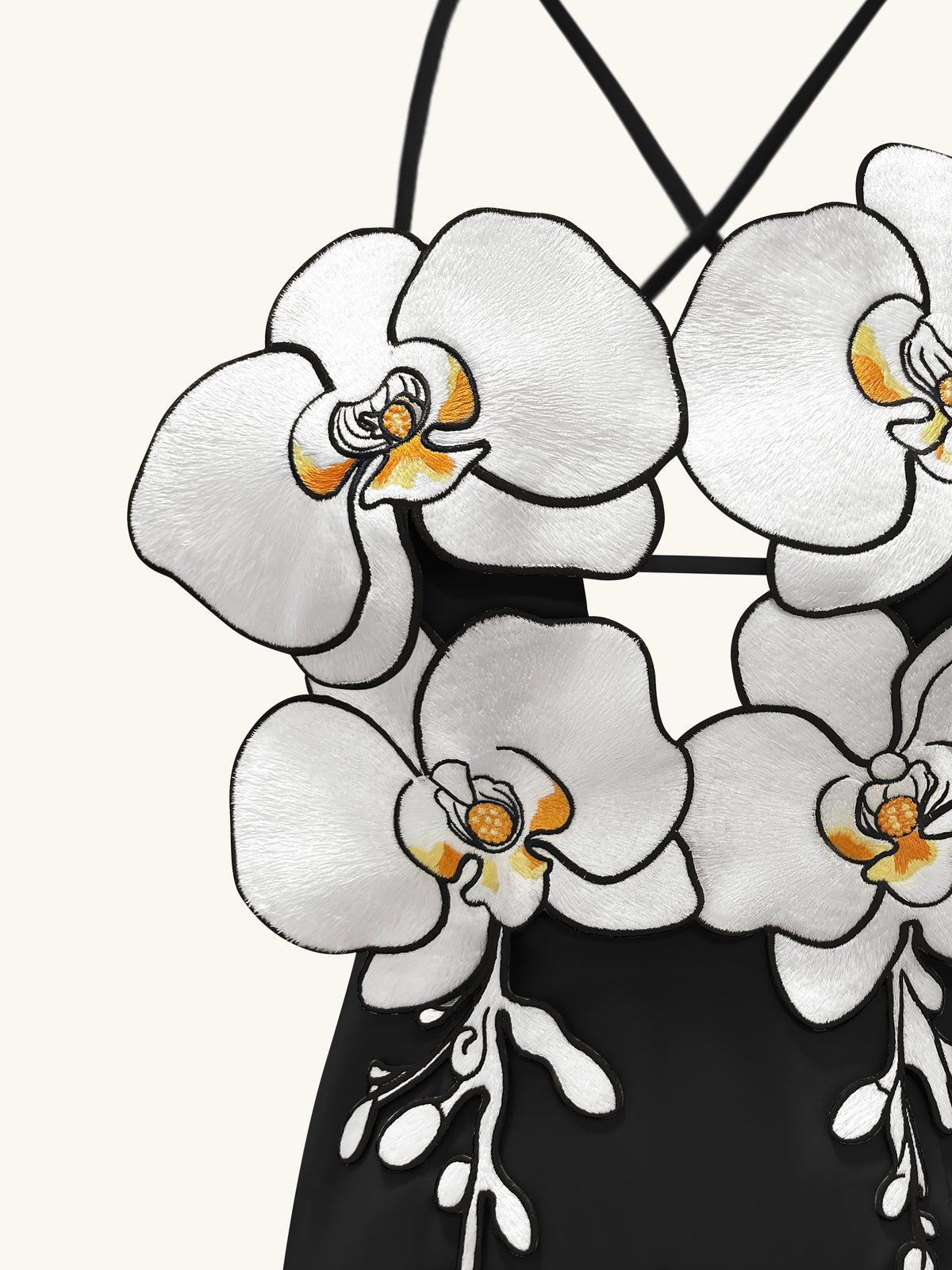 Orchid Embroidered Dress – Black/White - view 5