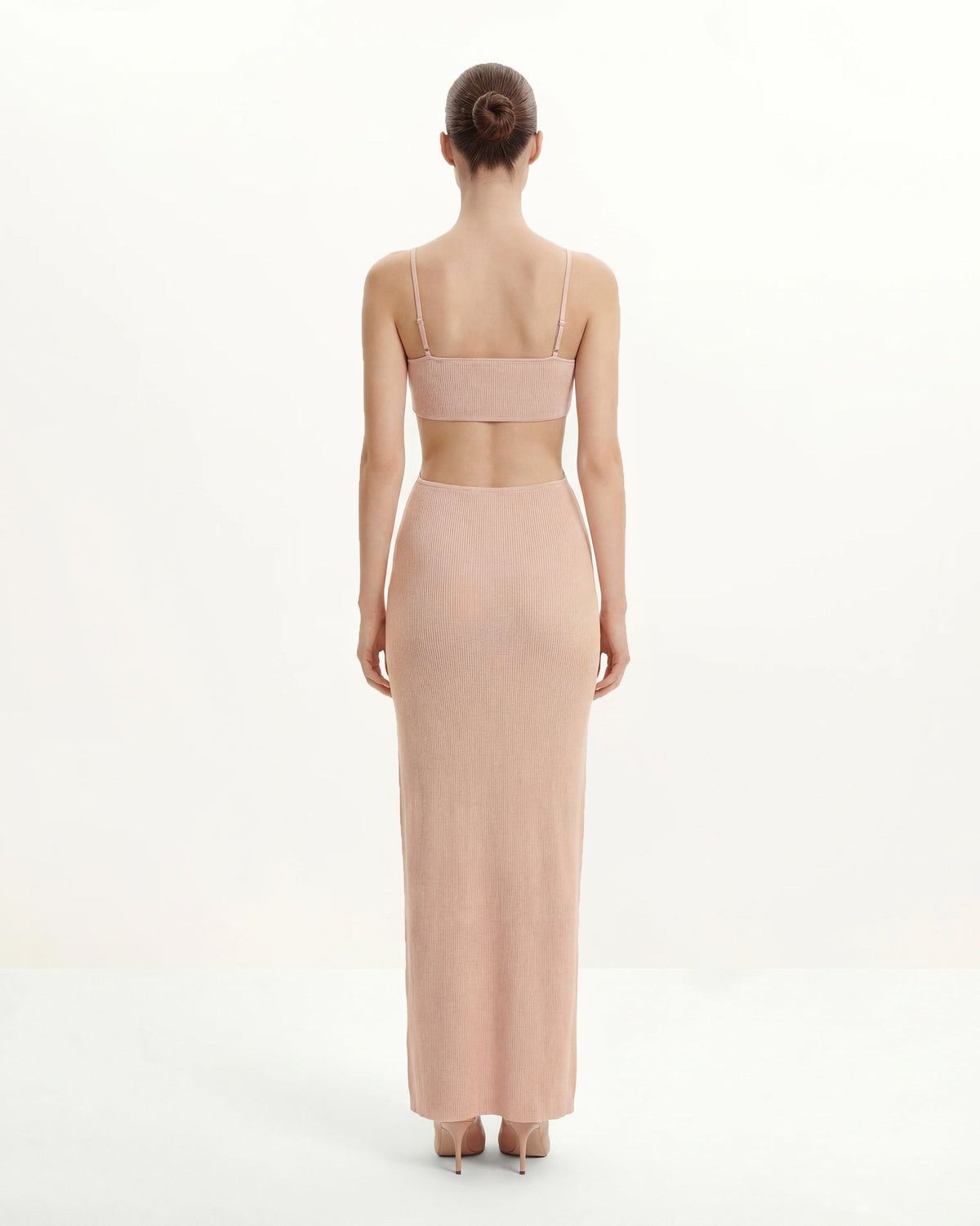 Ribbed Knit Cutout Maxi Dress - Pink - view 3