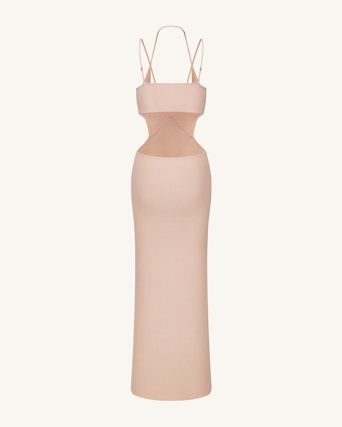 Ribbed Knit Cutout Maxi Dress - Pink - view 6