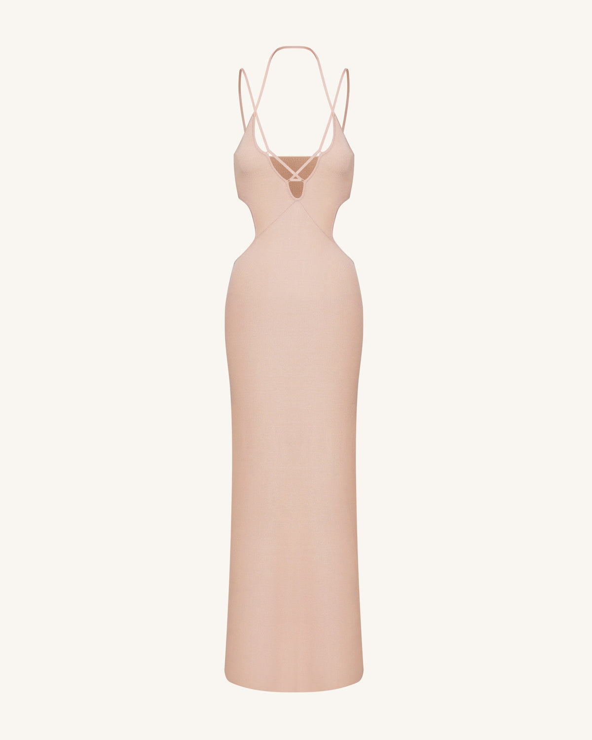 Ribbed Knit Cutout Maxi Dress - Pink - view 4
