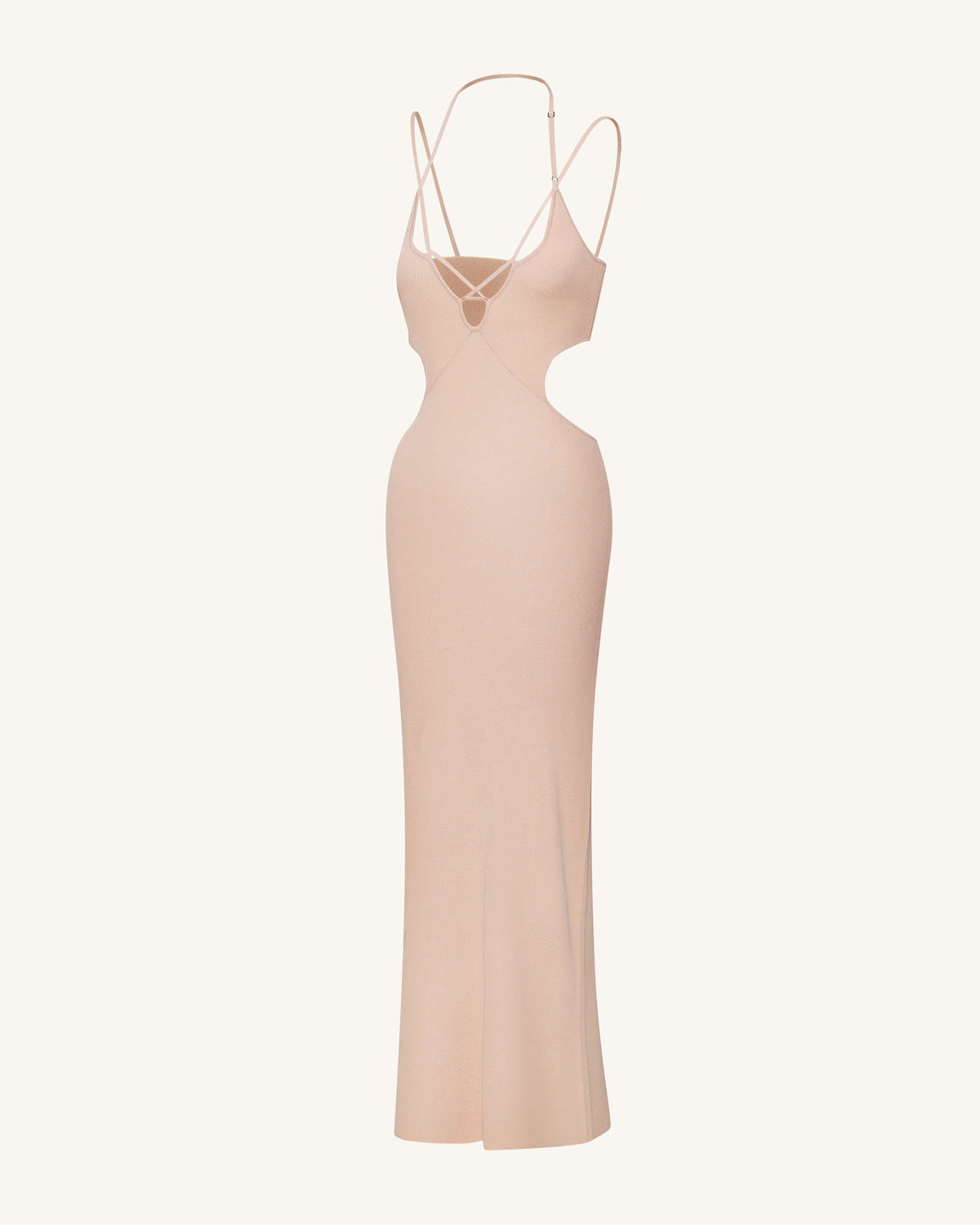Ribbed Knit Cutout Maxi Dress - Pink - view 5