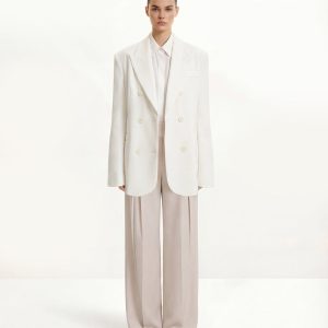 Pleated Wide-Leg Trousers - Beige - view 1