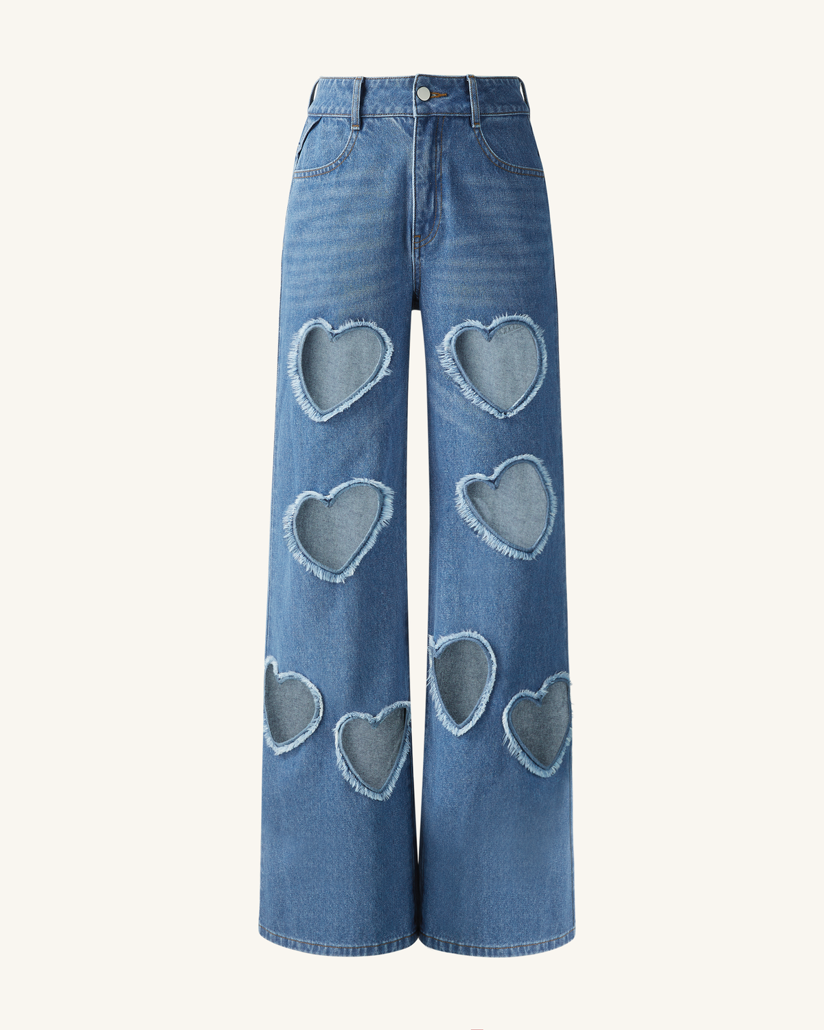 Sophia Embellished Heart Cut-Out Denim Jeans - Medium Blue - view 6