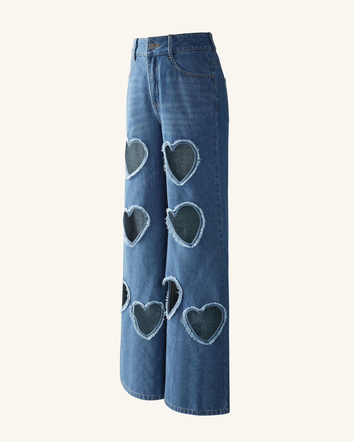 Sophia Embellished Heart Cut-Out Denim Jeans - Medium Blue - view 7