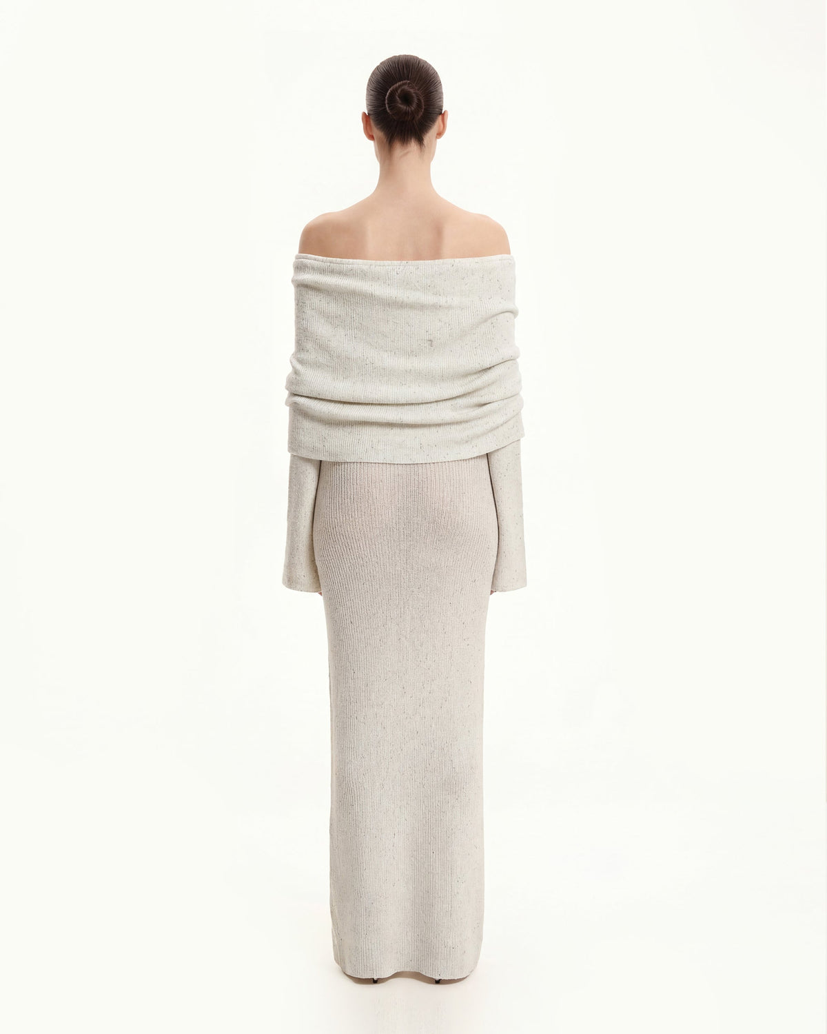 Knit Off-Shoulder Maxi Dress - Cream - view 3