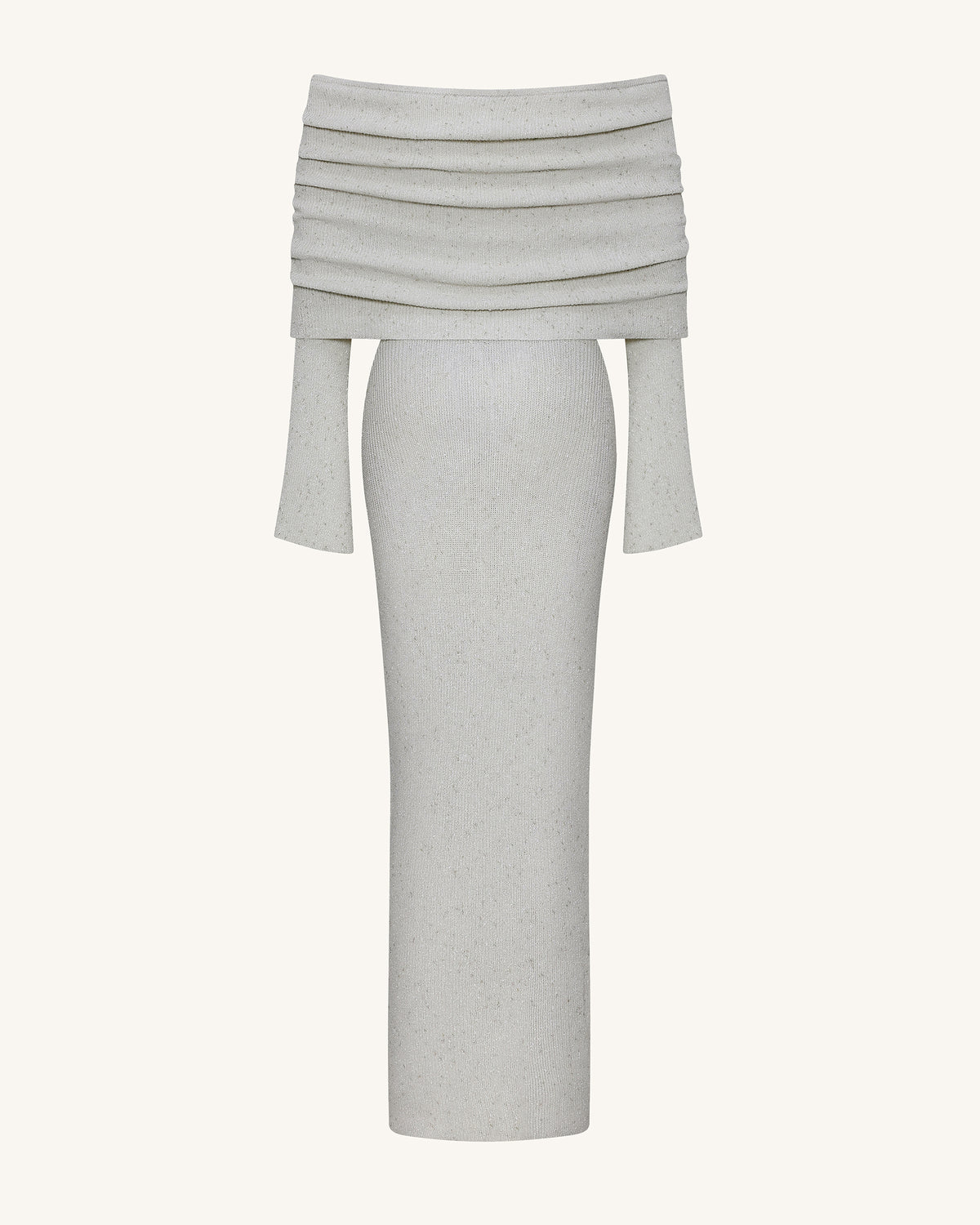 Knit Off-Shoulder Maxi Dress - Cream - view 6