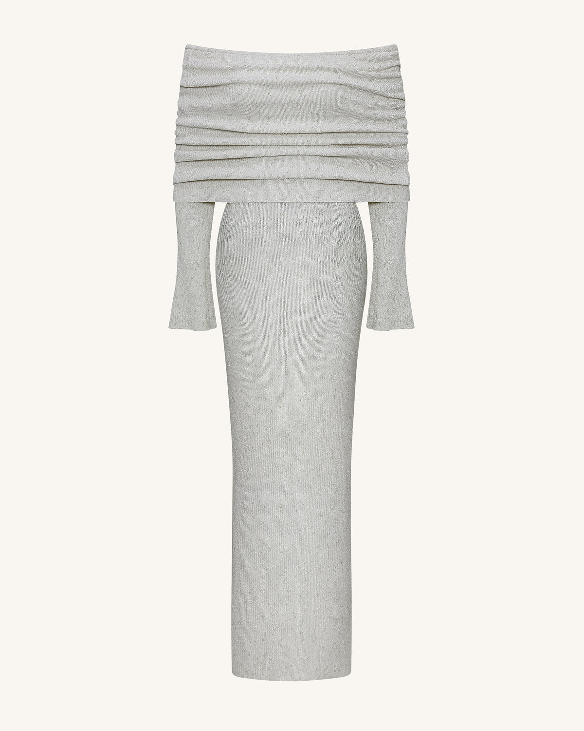 Knit Off-Shoulder Maxi Dress - Cream - view 4