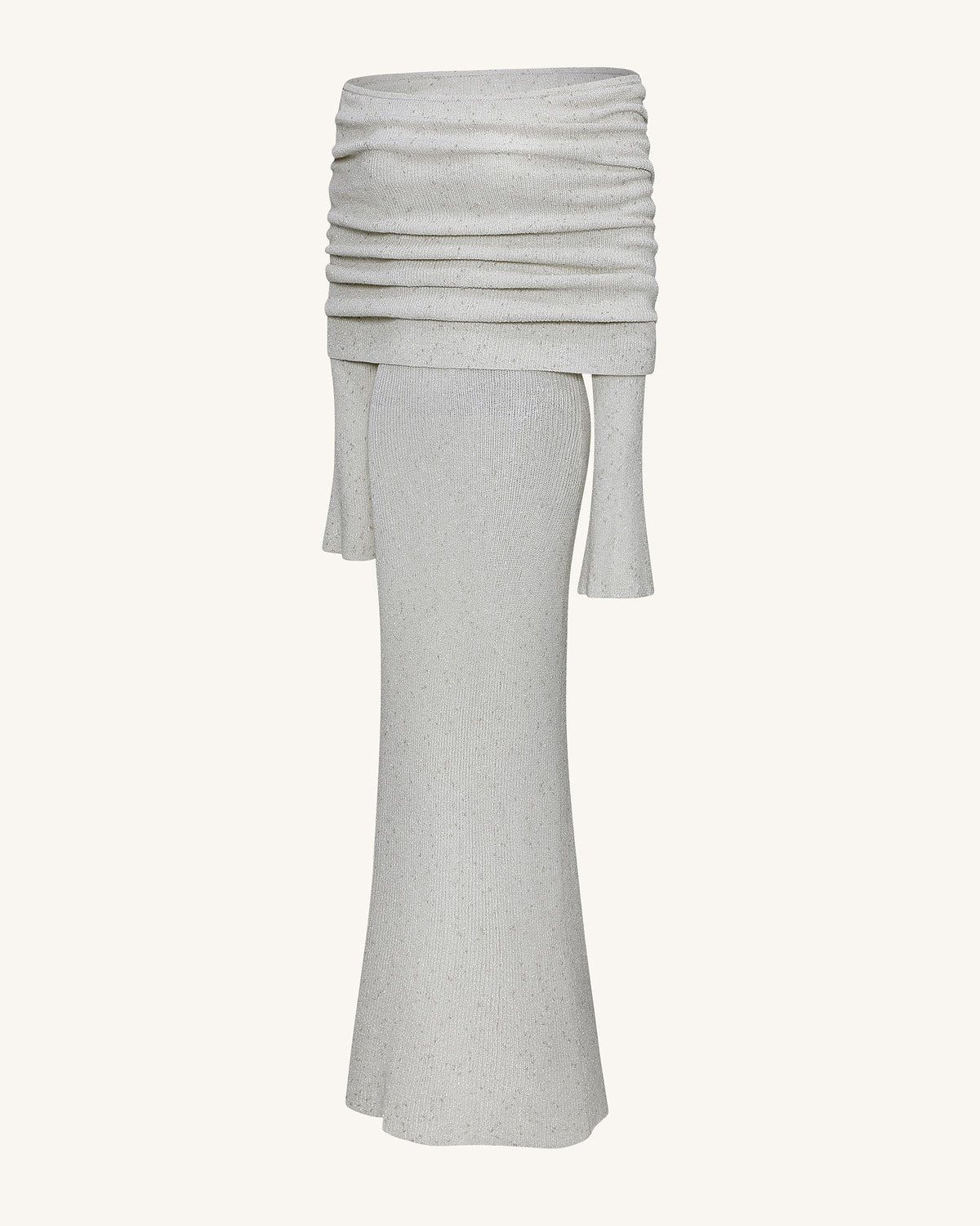 Knit Off-Shoulder Maxi Dress - Cream - view 5