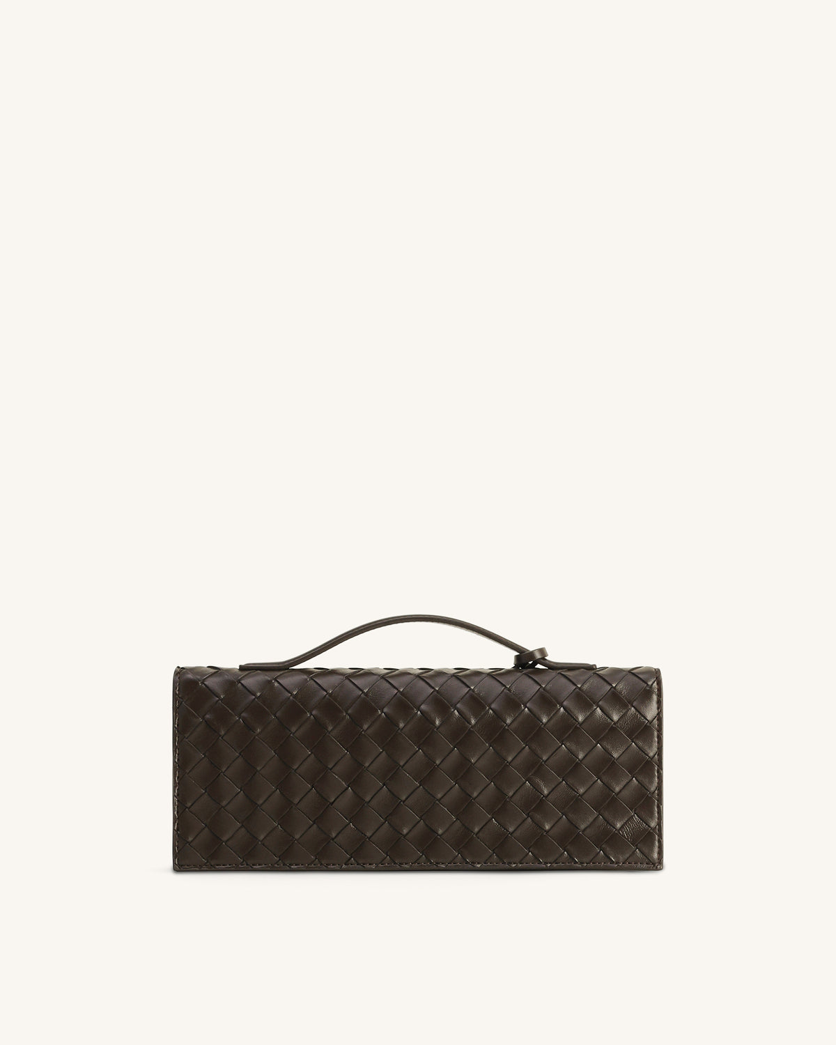 Celeste Woven Textured Envelope Top Handle Bag - Dark Brown - view 3