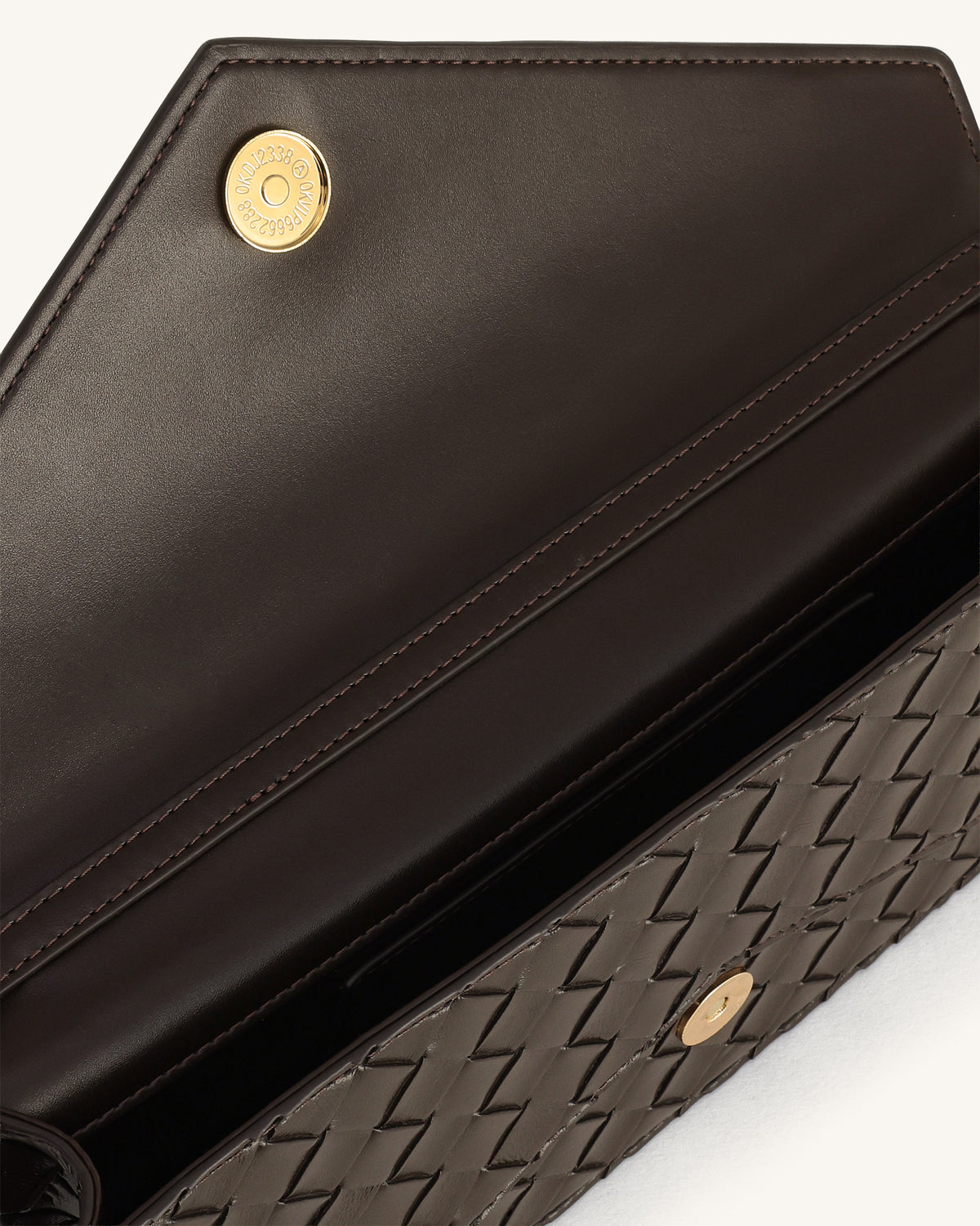 Celeste Woven Textured Envelope Top Handle Bag - Dark Brown - view 4