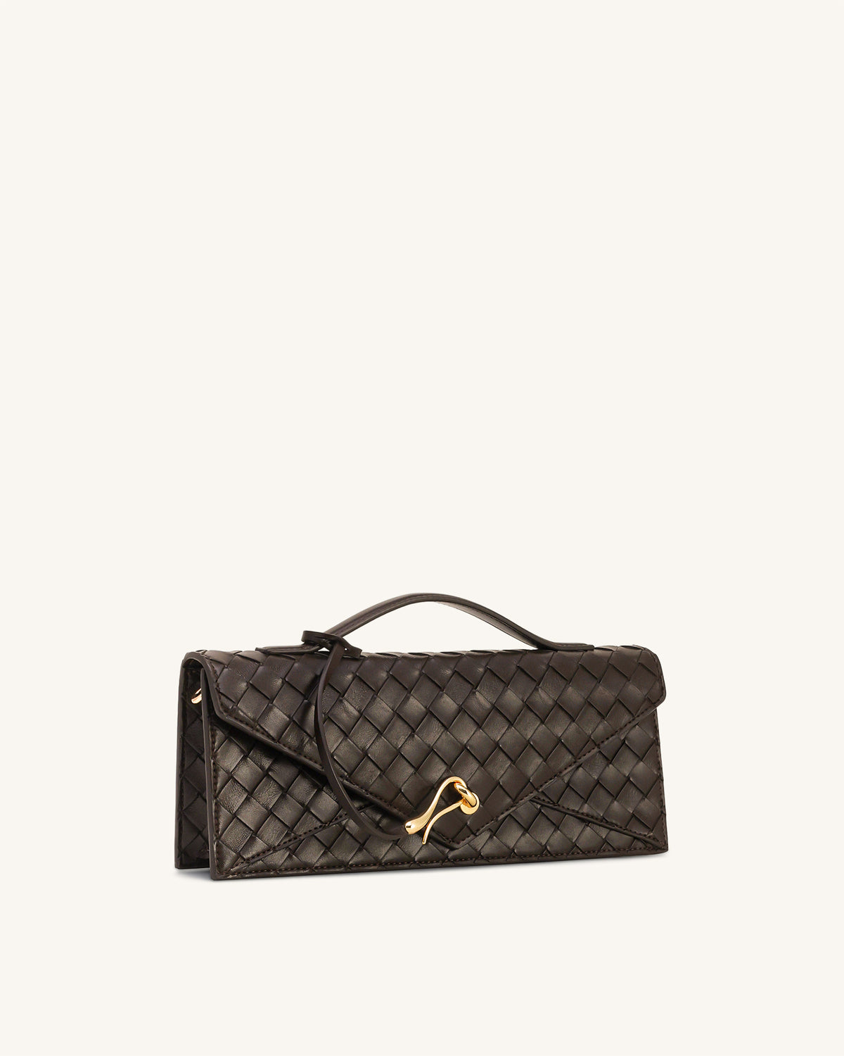 Celeste Woven Textured Envelope Top Handle Bag - Dark Brown - view 2