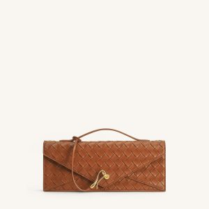 Celeste Woven Textured Envelope Top Handle Bag - Brown - view 1