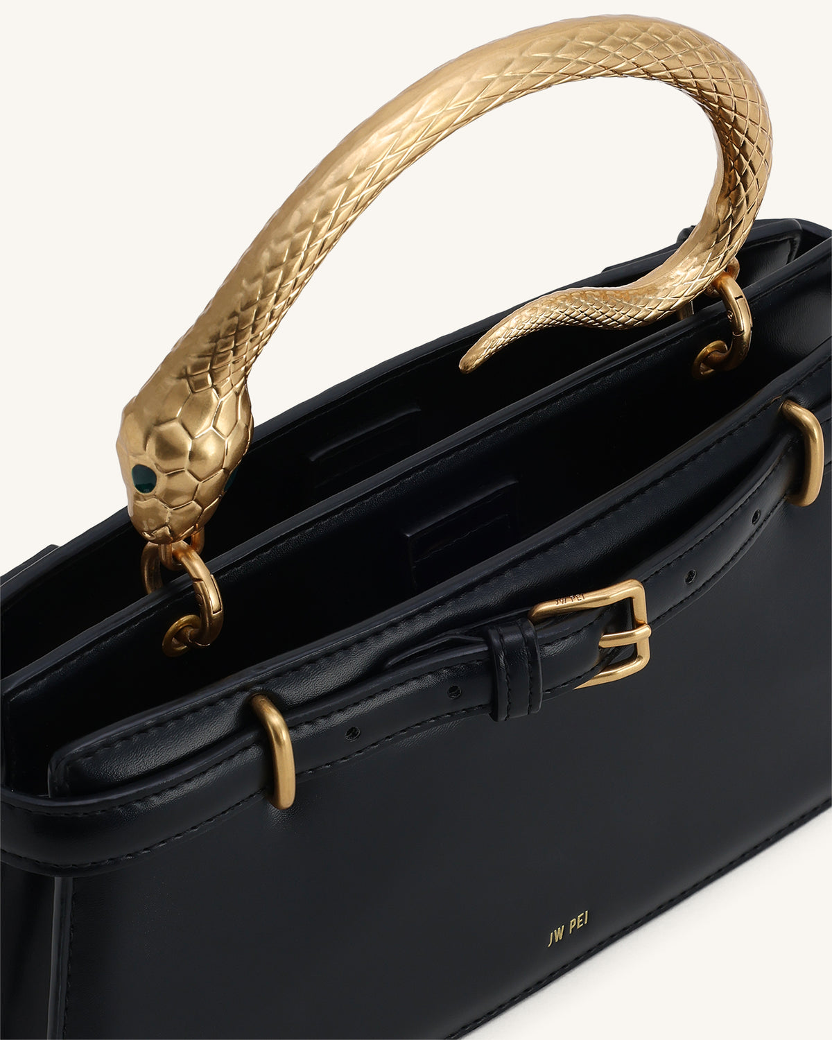 Elena Snake Handle Top Handle Bag - Black - view 4