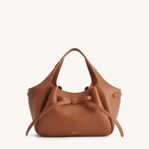 Mabel Soft Bow Tote Bag - Caramel Brown - view 1
