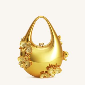 Lydia Floral Embellished Handbag - Gold - view 1