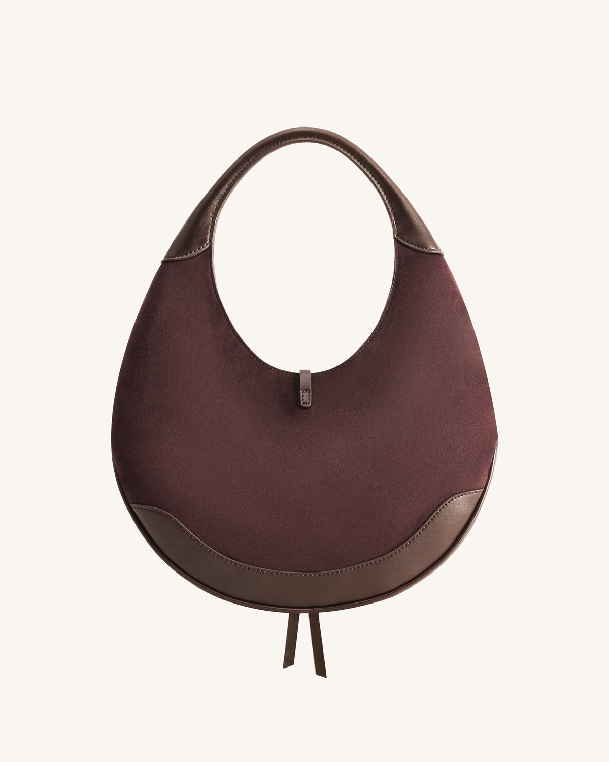 Colette Faux Suede Crescent Hobo Bag - Dark Brown - view 4
