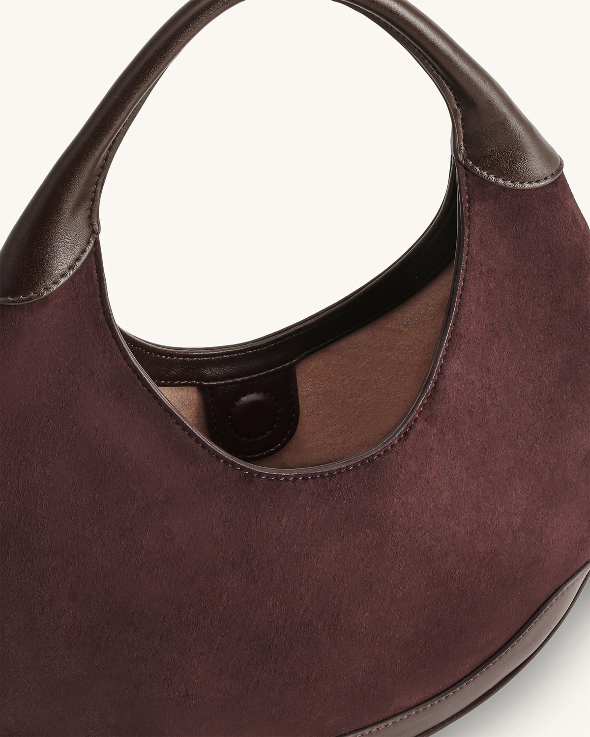 Colette Faux Suede Crescent Hobo Bag - Dark Brown - view 5
