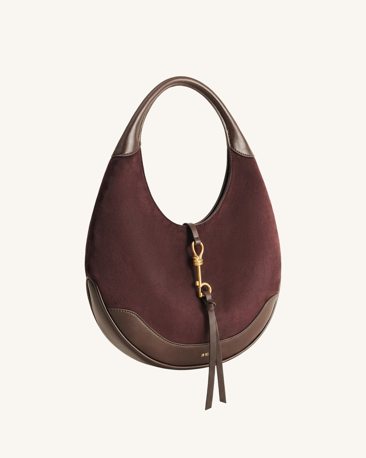 Colette Faux Suede Crescent Hobo Bag - Dark Brown - view 3