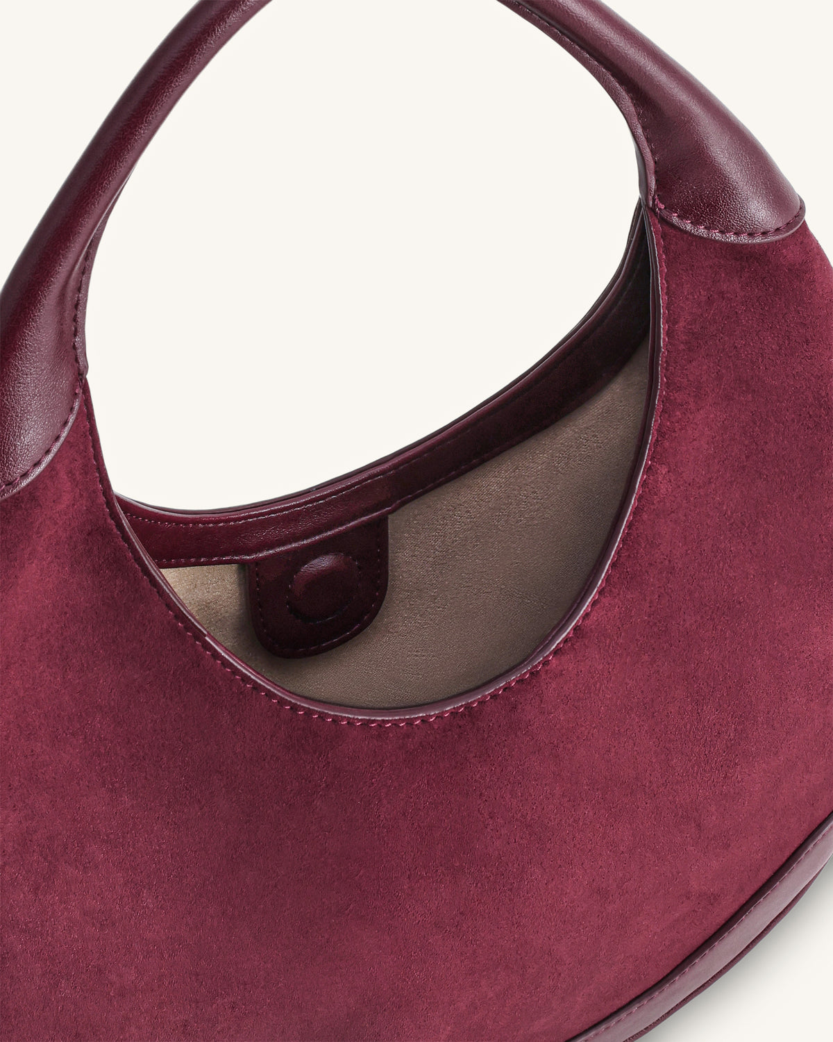 Colette Faux Suede Crescent Hobo Bag - Deep Claret - view 4
