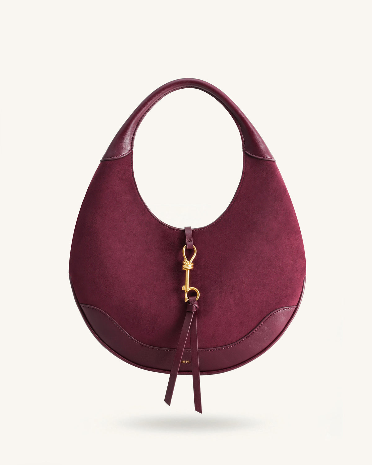 Colette Faux Suede Crescent Hobo Bag - Deep Claret - view 1