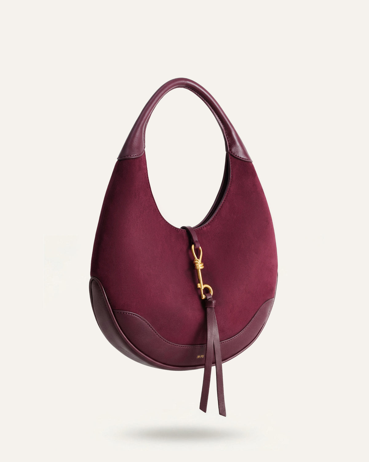 Colette Faux Suede Crescent Hobo Bag - Deep Claret - view 2