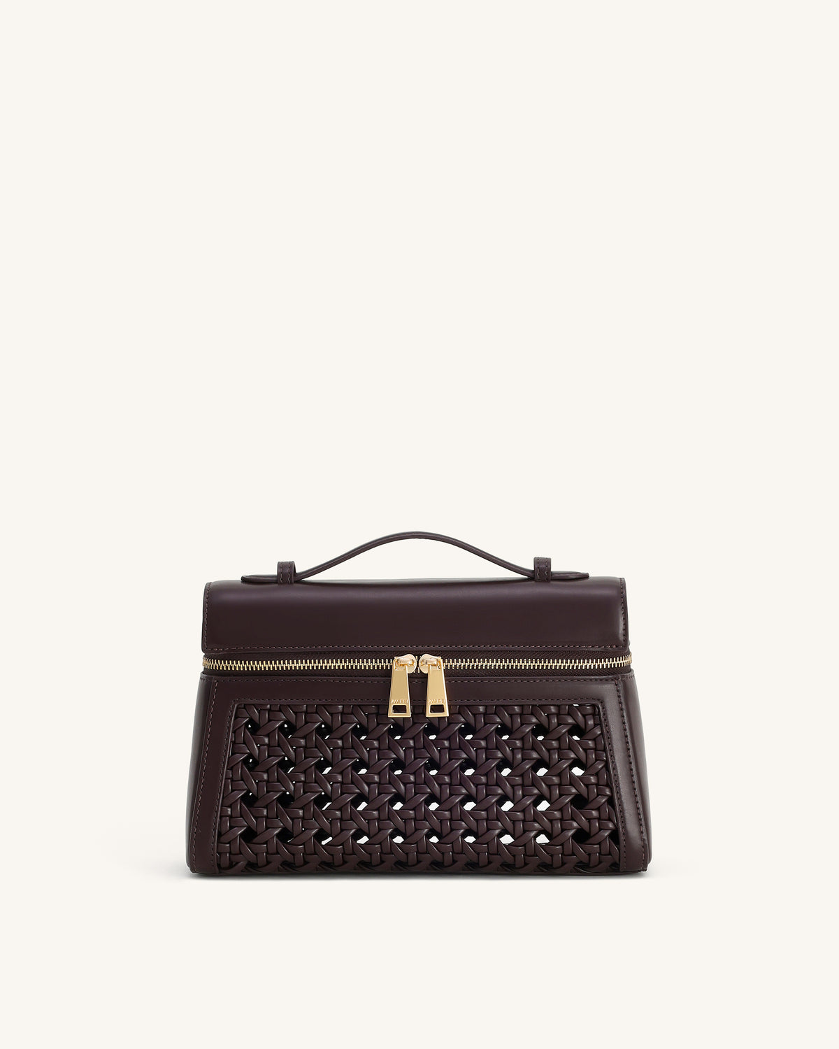 Thea Large Woven Top Handle Bag - Dark Red - view 1