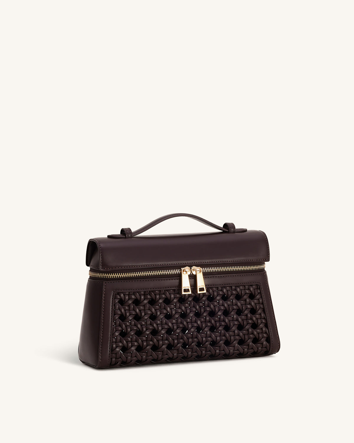 Thea Large Woven Top Handle Bag - Dark Red - view 2