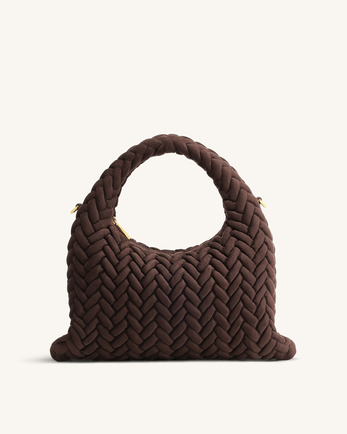 Cora Faux Suede Quilting Handle Bag - Dark Brown - view 1