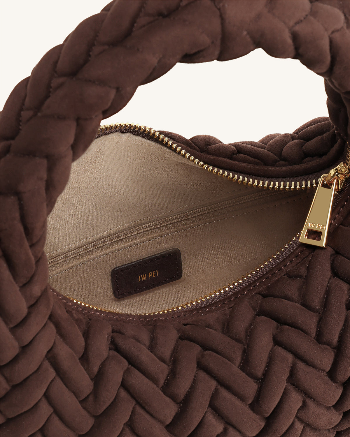 Cora Faux Suede Quilting Handle Bag - Dark Brown - view 4