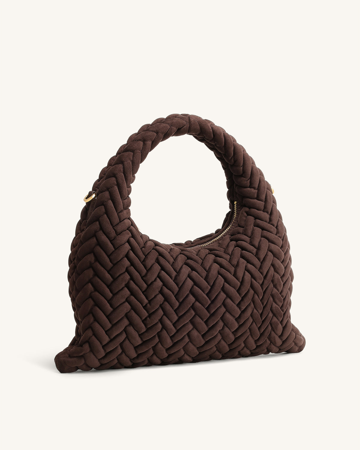 Cora Faux Suede Quilting Handle Bag - Dark Brown - view 2