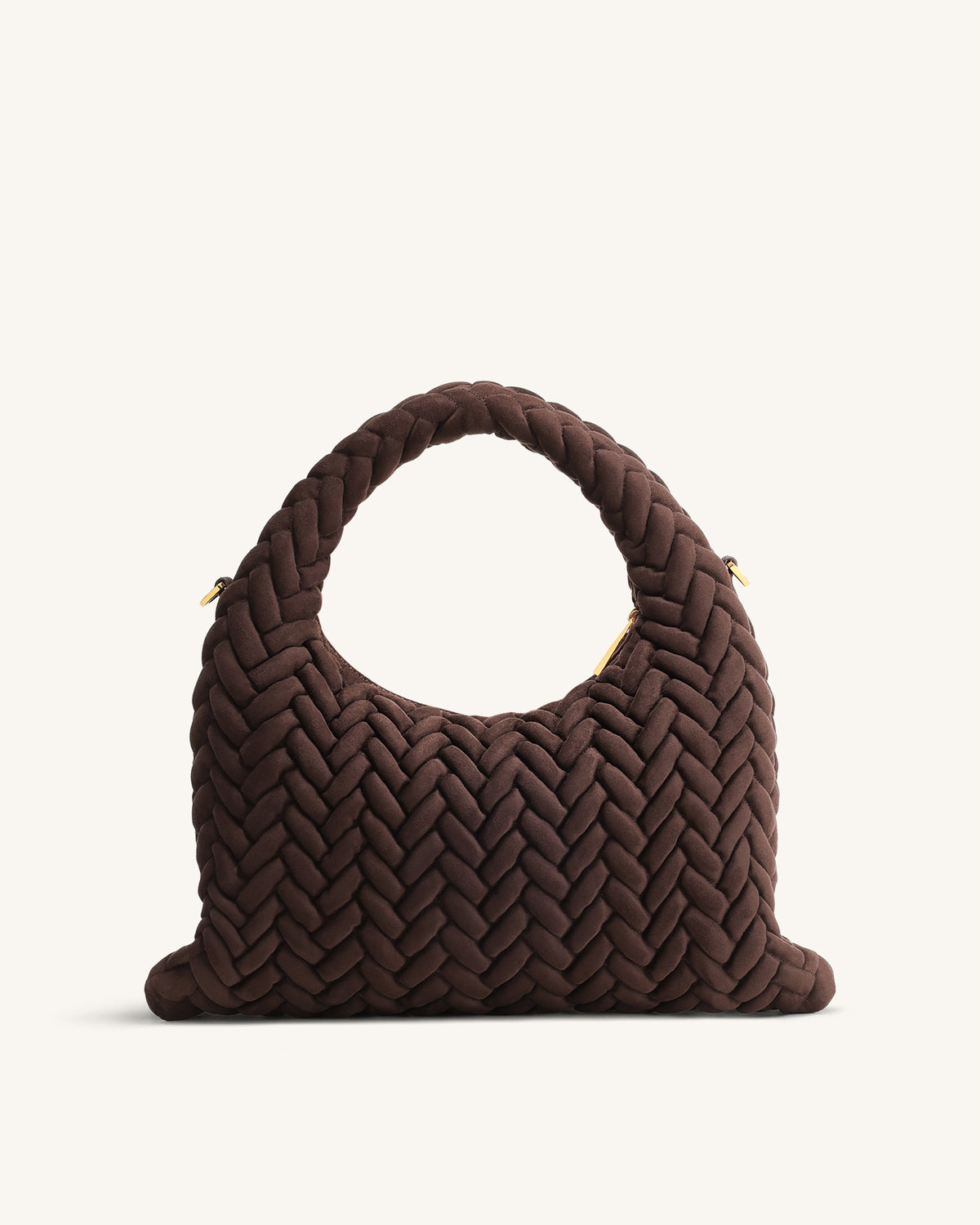 Cora Faux Suede Quilting Handle Bag - Dark Brown - view 3