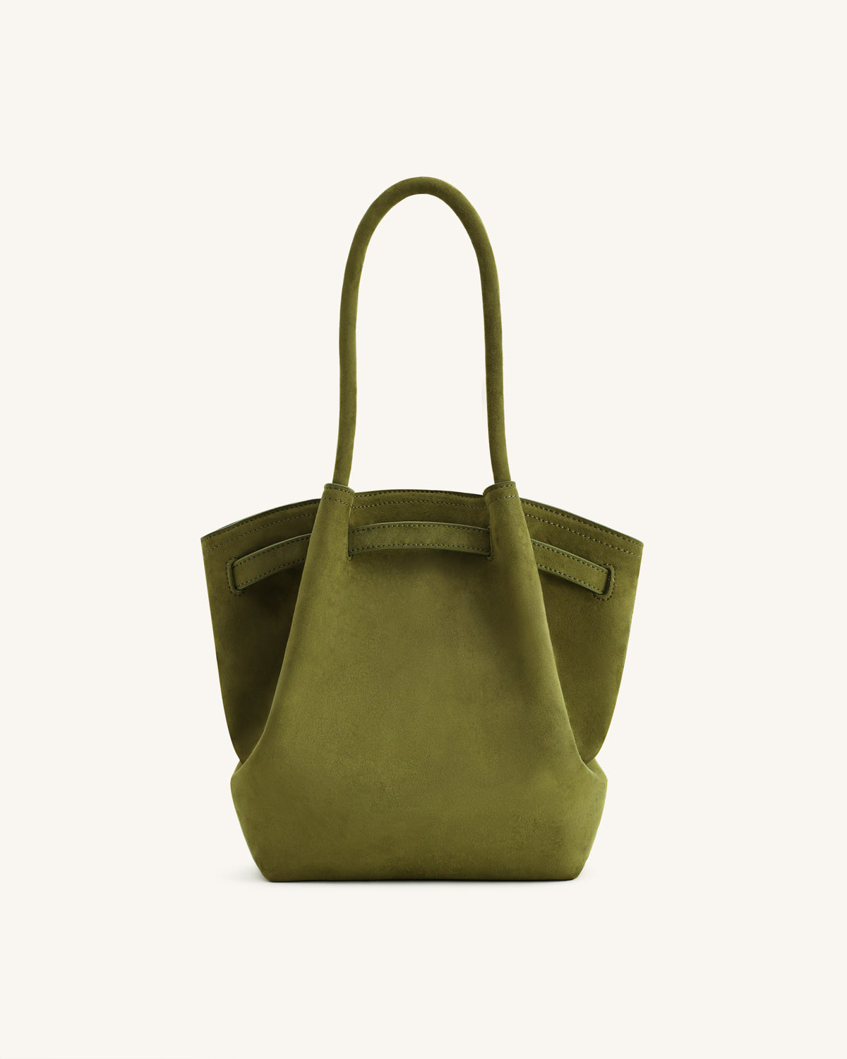 Hana Column Faux Suede Tote Bag - Olive Green - view 4