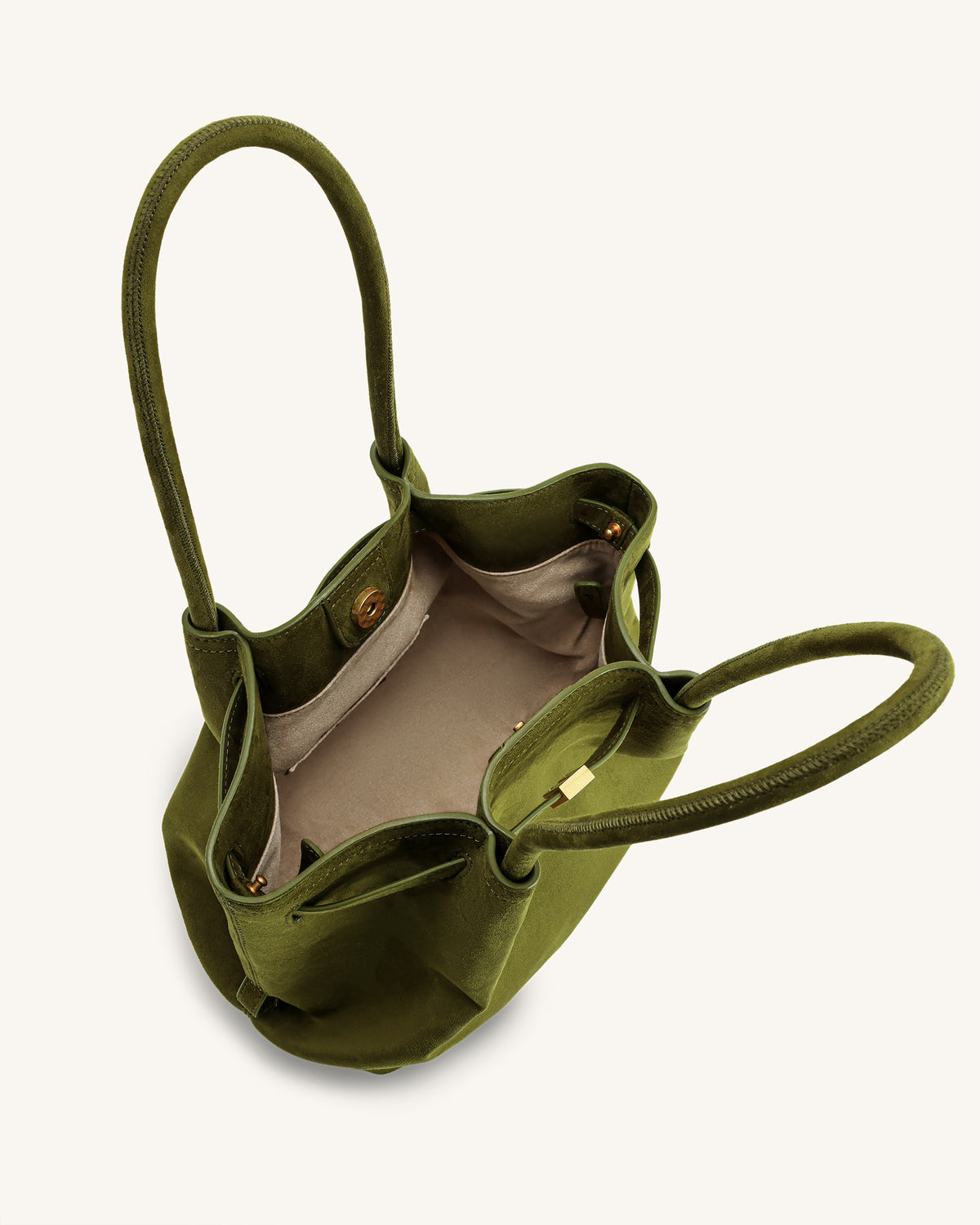 Hana Column Faux Suede Tote Bag - Olive Green - view 5