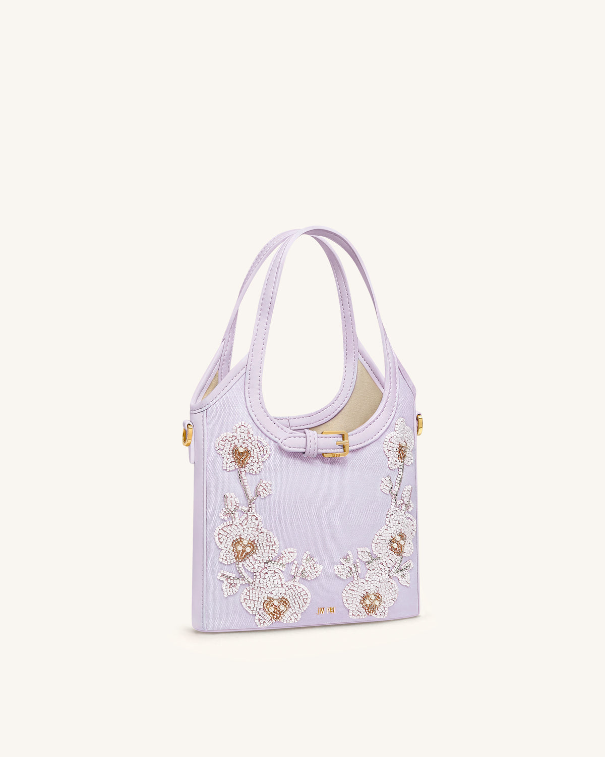 Brooke Mini Belted Embellished Orchid Beaded Top Handle Bag - Lavender - view 2