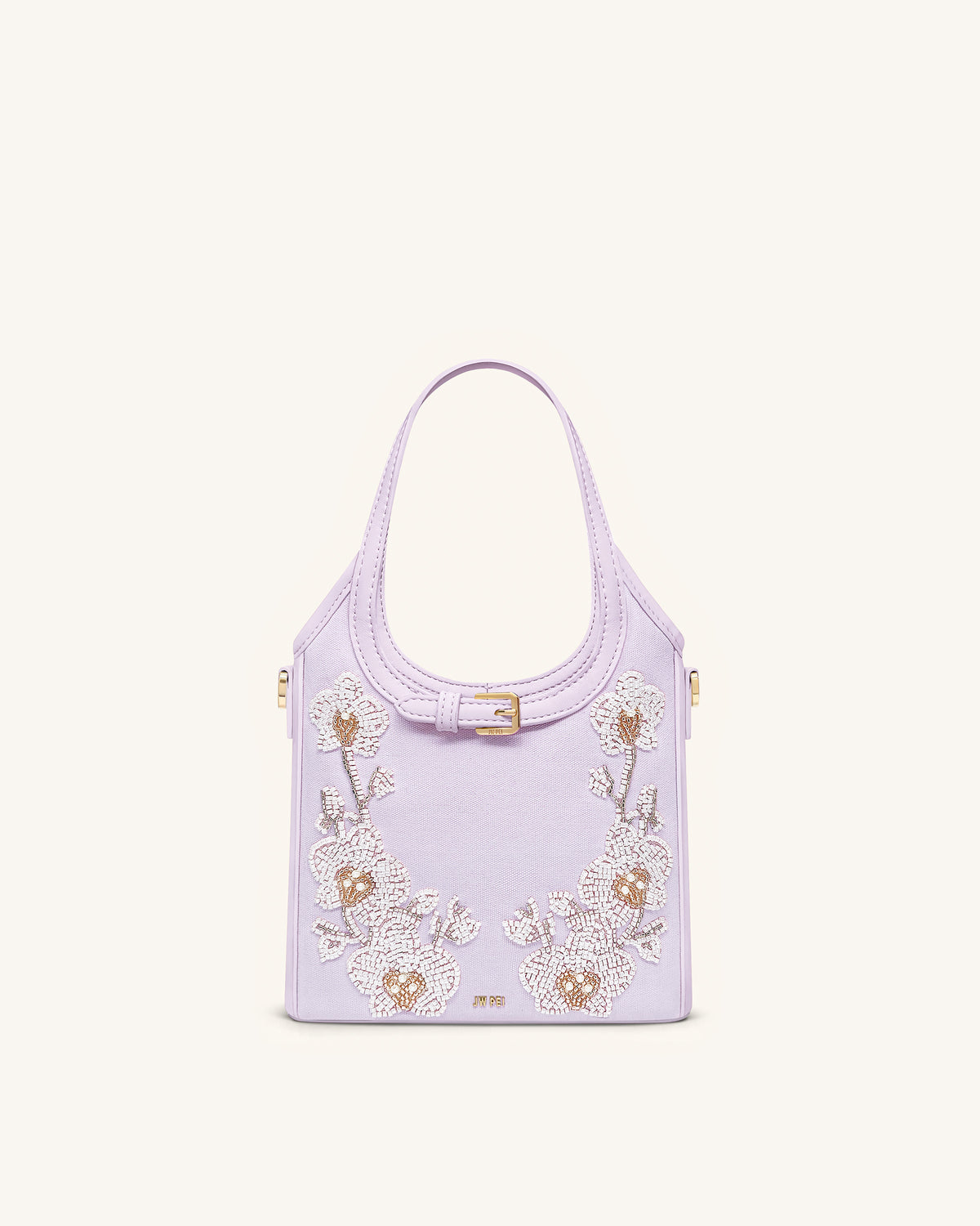 Brooke Mini Belted Embellished Orchid Beaded Top Handle Bag - Lavender - view 1