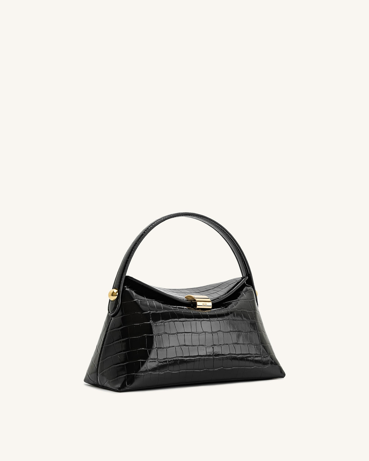 Talia Top Handle Bag - Black Croc - view 3