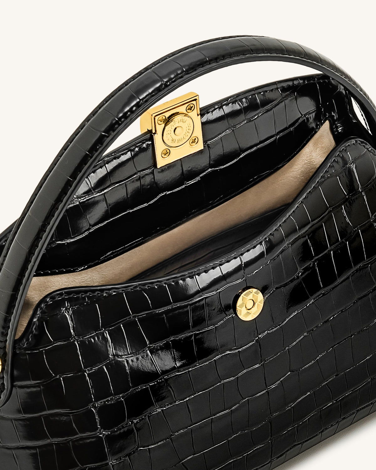 Talia Top Handle Bag - Black Croc - view 5