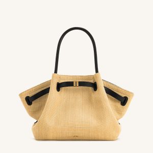 Hana Medium Faux Straw Tote Bag - Brown Straw - view 1